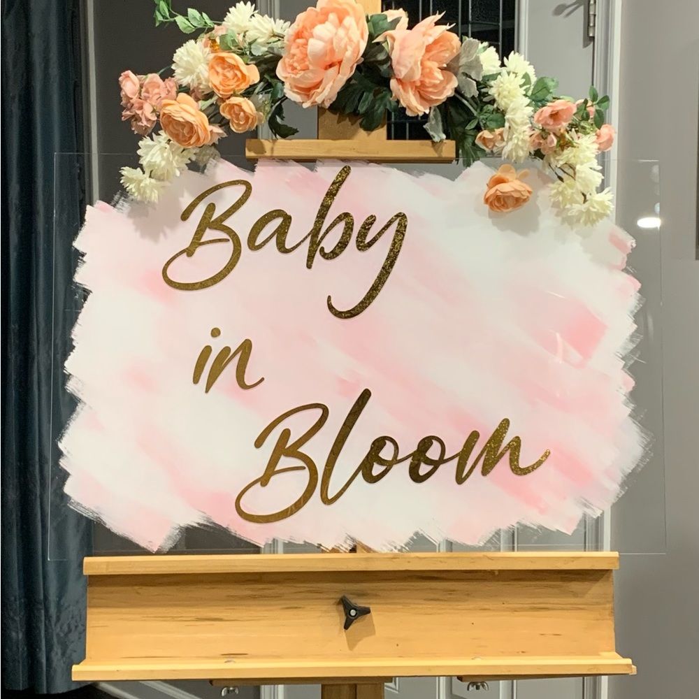 Baby shower sign - girl: Baby in Bloom